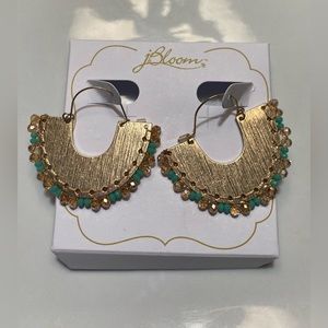 J Bloom Gold & Turquoise Half Moon Tassel